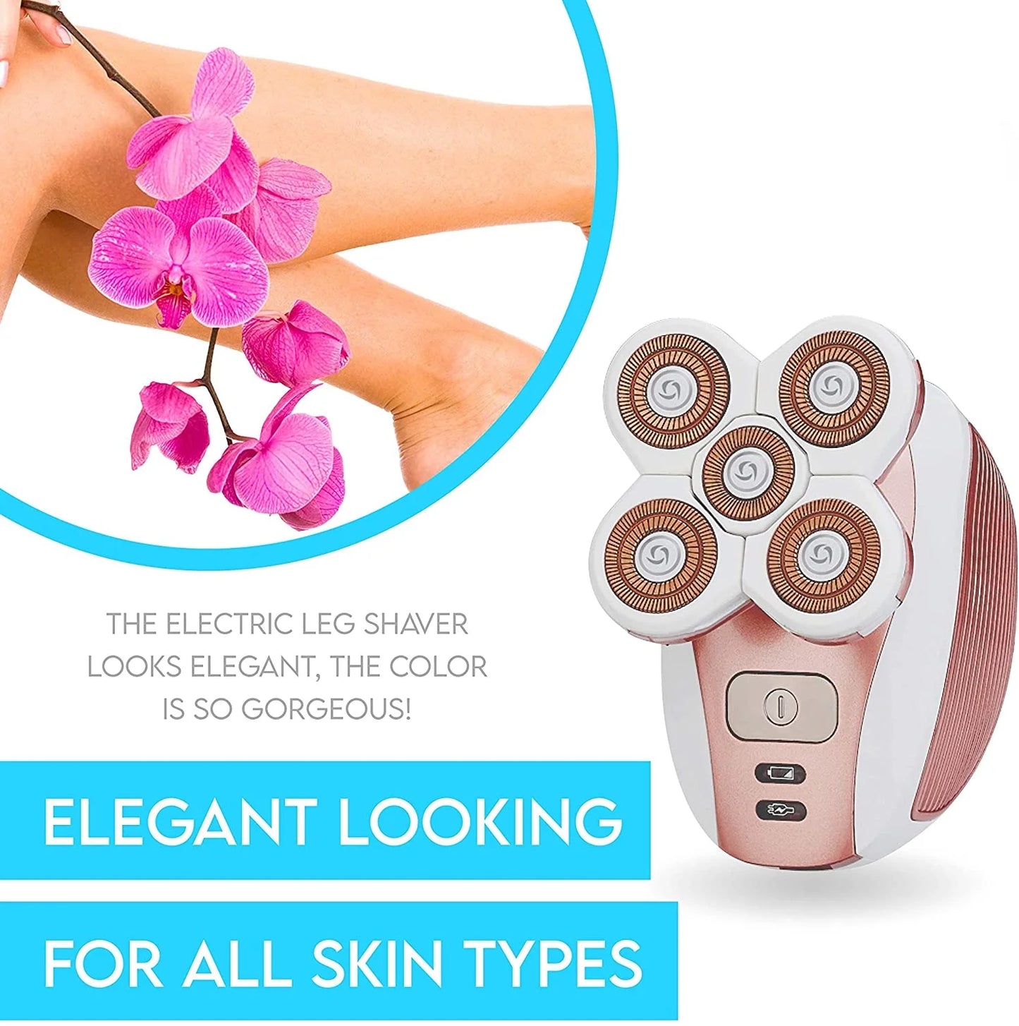 Electric Leg for Women - Electric Razor Rechargeable Painless Lady Razor for Leg Face Lips Body Underarms Armpit - Female Cordless Bikini Trimmer
