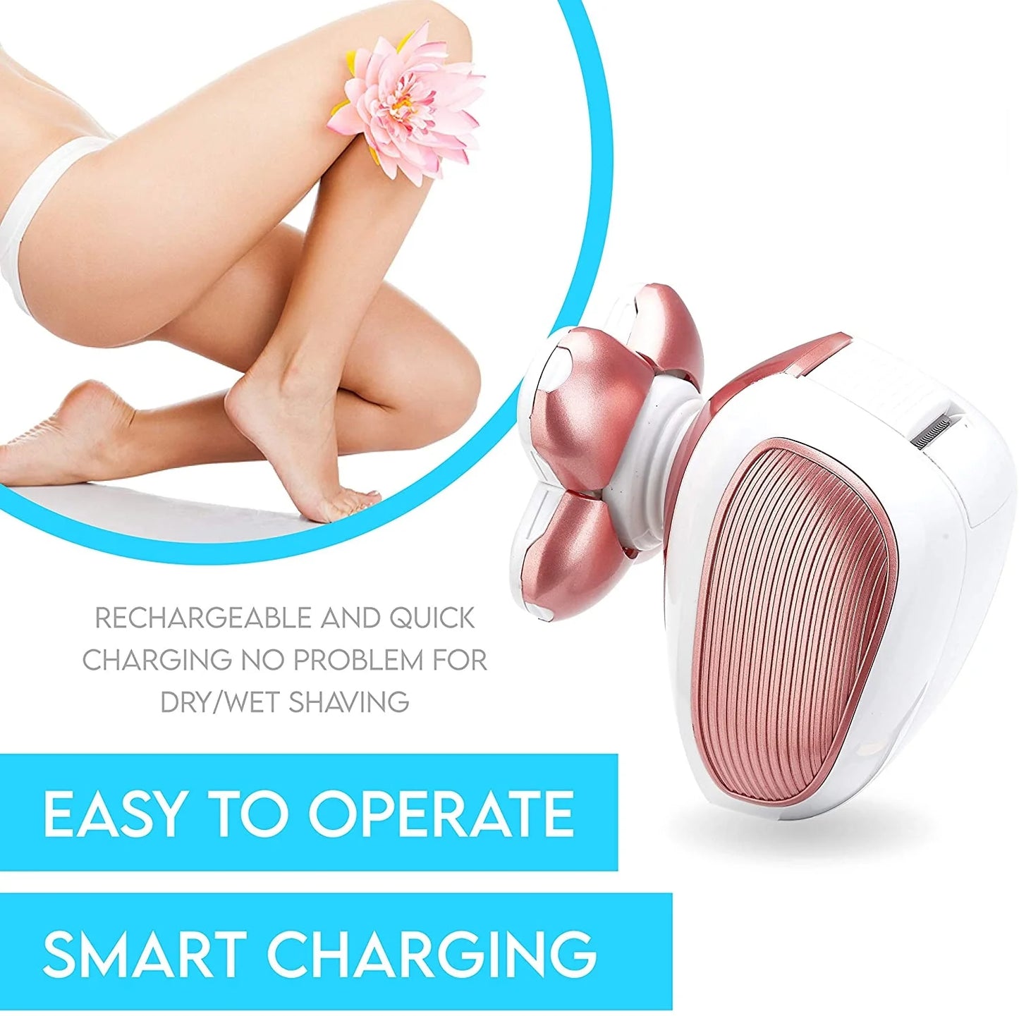 Electric Leg  for Women - Electric Razor Rechargeable Painless Lady Razor for Leg Face Lips Body Underarms Armpit - Female Cordless Bikini Trimmer